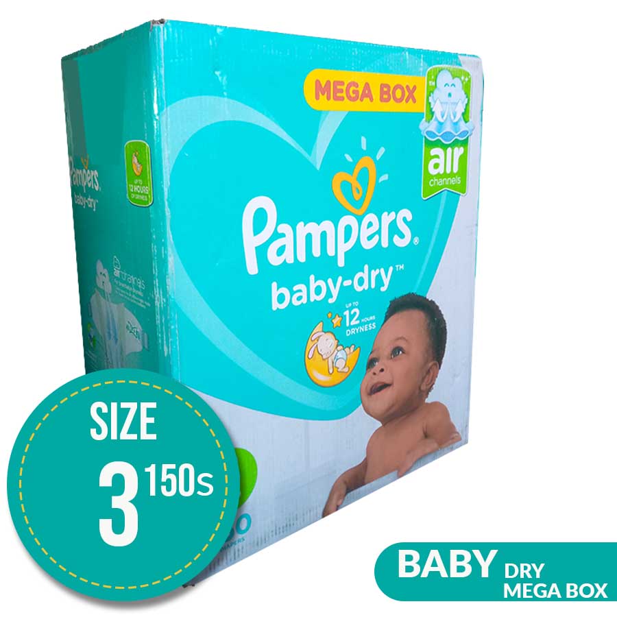 Pampers Baby Dry Nappies Size 3 Mega Box 150’S Diaper World