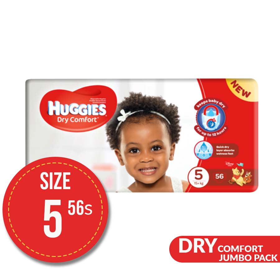 Huggies Size 5 Dry Comfort Jumbo Pack 56’S